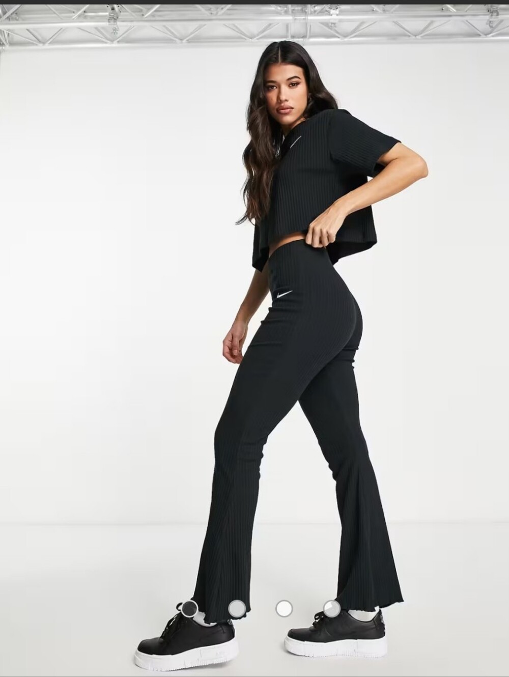 Nike Black Womens‎ Ribbed Flared Pants